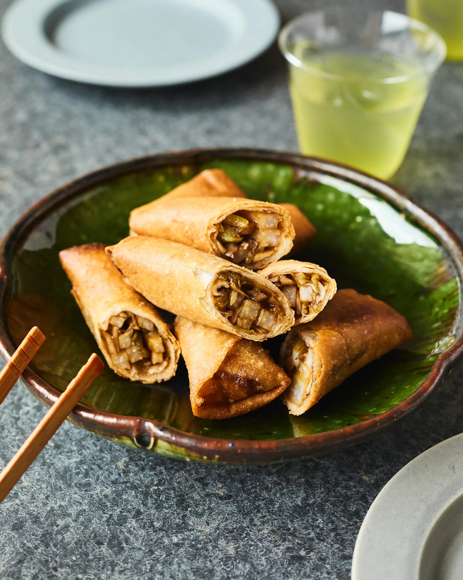 きのこと里芋の春巻き × 合組煎茶 天下一